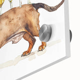 Large abstract wall art on acrylic glass featuring mid-century modernist art in muted earth tones.