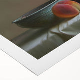 Art deco poster featuring an array of colorful fruits on a white background, printed on rolled canvas.