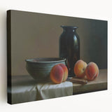 Large stretched canvas featuring a colorful assortment of fruits, ideal for kitchen wall art.