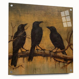 Spooky Wall Art - Gothic Ravens on a Branch Halloween Canvas Art