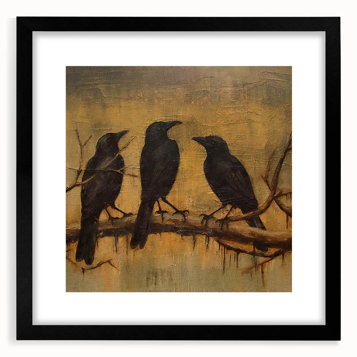 Spooky Wall Art - Gothic Ravens on a Branch Halloween Canvas Art