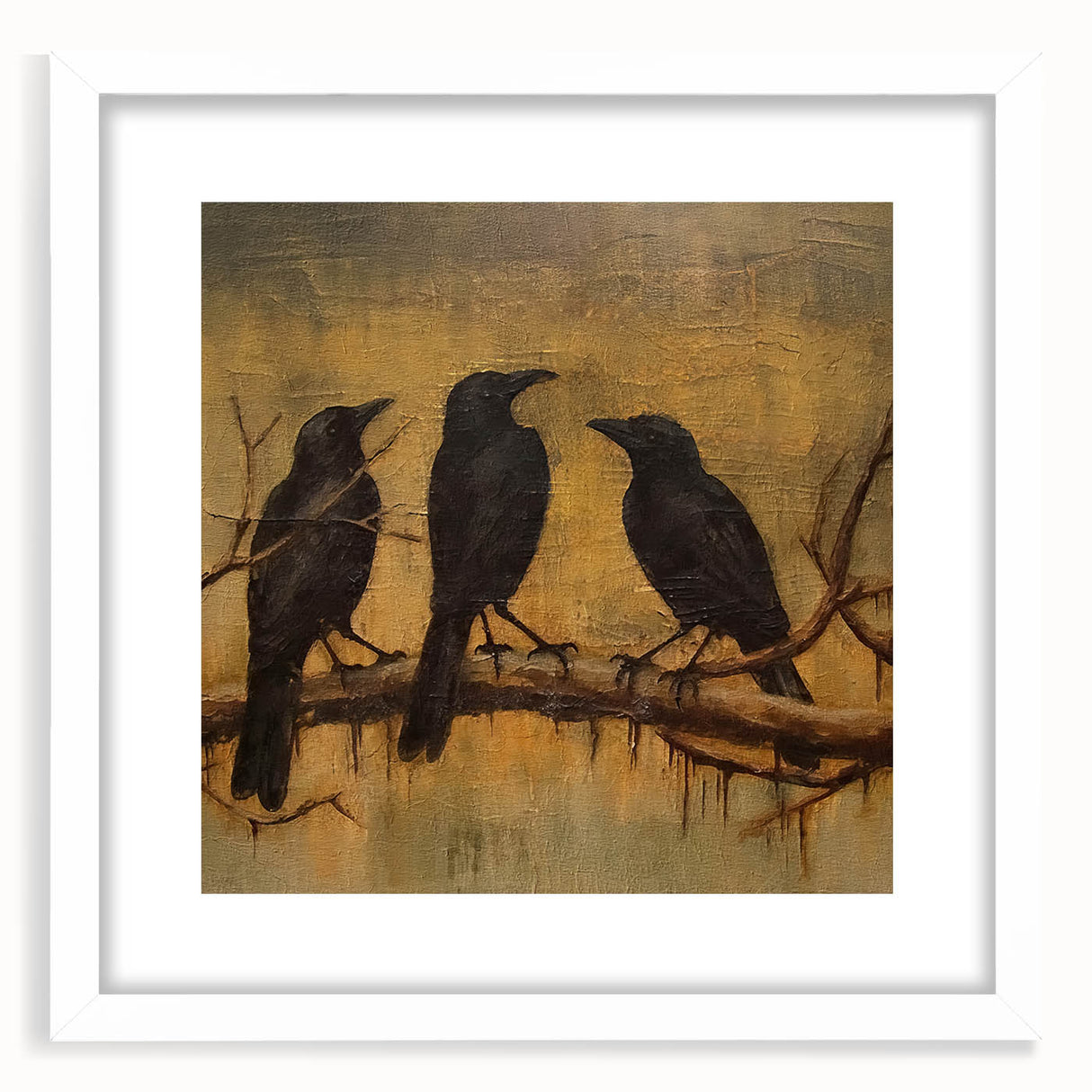 Spooky Wall Art - Gothic Ravens on a Branch Halloween Canvas Art