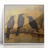 Spooky Wall Art - Gothic Ravens on a Branch Halloween Canvas Art