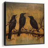 Spooky Wall Art - Gothic Ravens on a Branch Halloween Canvas Art