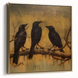 Spooky Wall Art - Gothic Ravens on a Branch Halloween Canvas Art