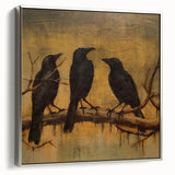 Spooky Wall Art - Gothic Ravens on a Branch Halloween Canvas Art
