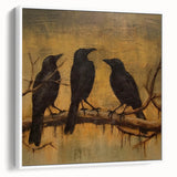 Spooky Wall Art - Gothic Ravens on a Branch Halloween Canvas Art