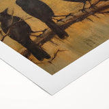 Spooky Wall Art - Gothic Ravens on a Branch Halloween Canvas Art