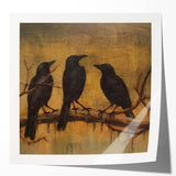 Spooky Wall Art - Gothic Ravens on a Branch Halloween Canvas Art