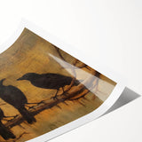 Spooky Wall Art - Gothic Ravens on a Branch Halloween Canvas Art
