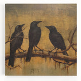 Spooky Wall Art - Gothic Ravens on a Branch Halloween Canvas Art