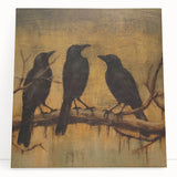 Spooky Wall Art - Gothic Ravens on a Branch Halloween Canvas Art