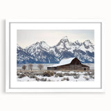 Landscape barn frame with a white mat showcasing a scenic countryside view, ideal for rustic home decor or farmhouse aesthetics, highlighting natural beauty and simplicity.