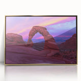 Framed acrylic artwork of a stunning canyon landscape with vibrant gold accents, showcasing intricate details and rich colors, perfect for modern home decor.