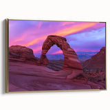 Framed landscape canvas artwork showcasing vibrant canyons with rich golden hues, elegantly displayed in a sleek frame, perfect for home decor enhancement.