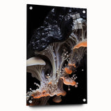 Large abstract wall art on acrylic glass featuring swirling blue and gray tones.