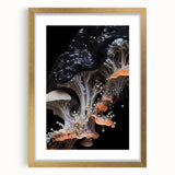 Extra large abstract art print featuring textured swirls in earth tones, framed in gold, ideal for living room decor.