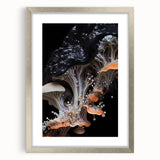 Textured abstract art print in muted earth tones on a framed canvas, ideal for modern bedroom ambiance.