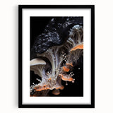 Extra large abstract art print featuring colorful, textured elements, ideal for living room decor.