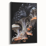 Black and white vintage poster art on framed canvas depicting close-ups of natural elements, ideal for bedroom wall decor.