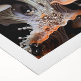 Art deco poster of geometric patterns in gold and black, printed on rolled canvas, suitable for dining room or bathroom.