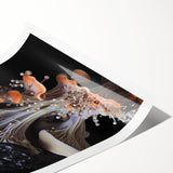 Extra large wall art featuring line art flowers in black on white, rolled print, ideal for large living room decor.