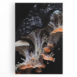 Black and white close-up photo of natural elements on stretched canvas, ideal for kitchen wall art.