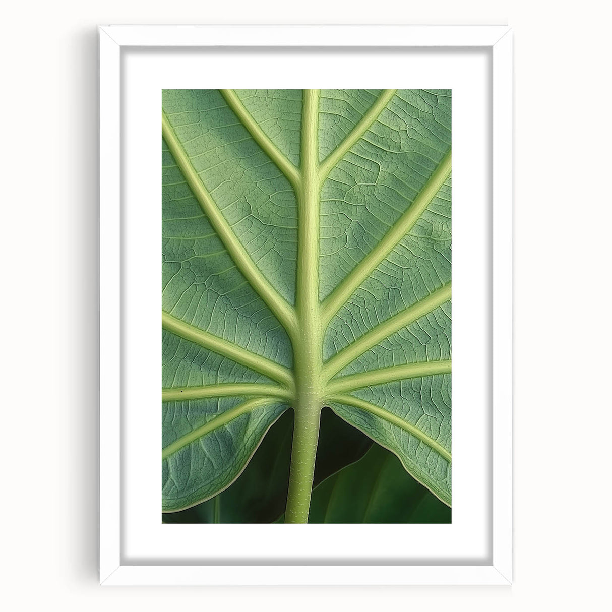 Abstract art print of vibrant florals in a white frame, ideal for dining room decor.