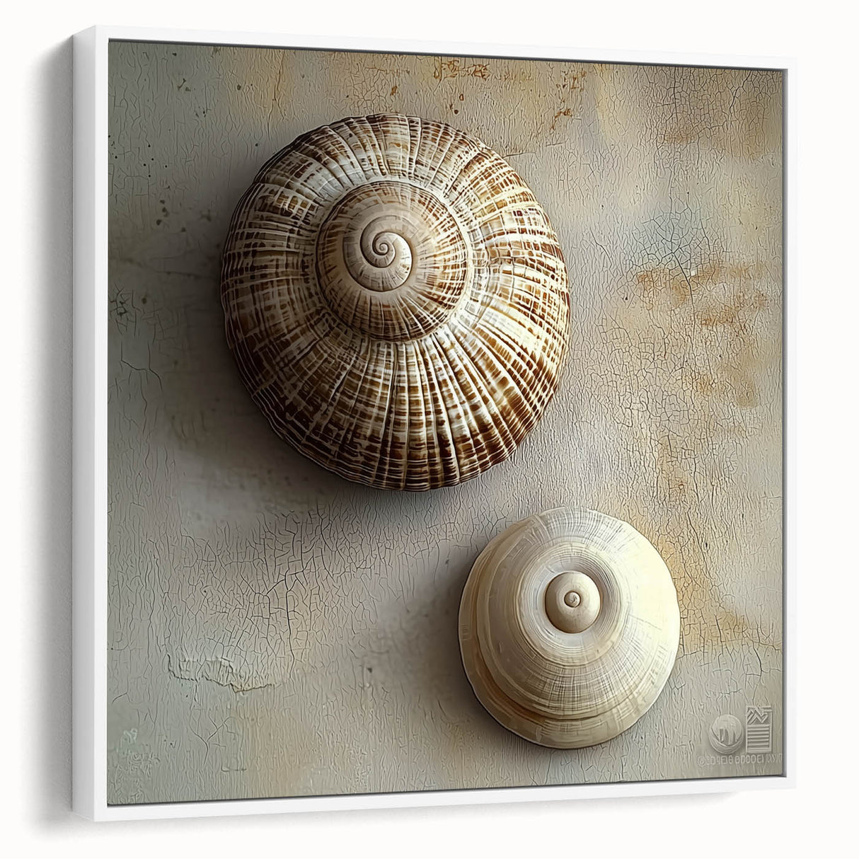 Vintage poster art of colorful nature elements on a white framed canvas, ideal for extra large living room wall decor.