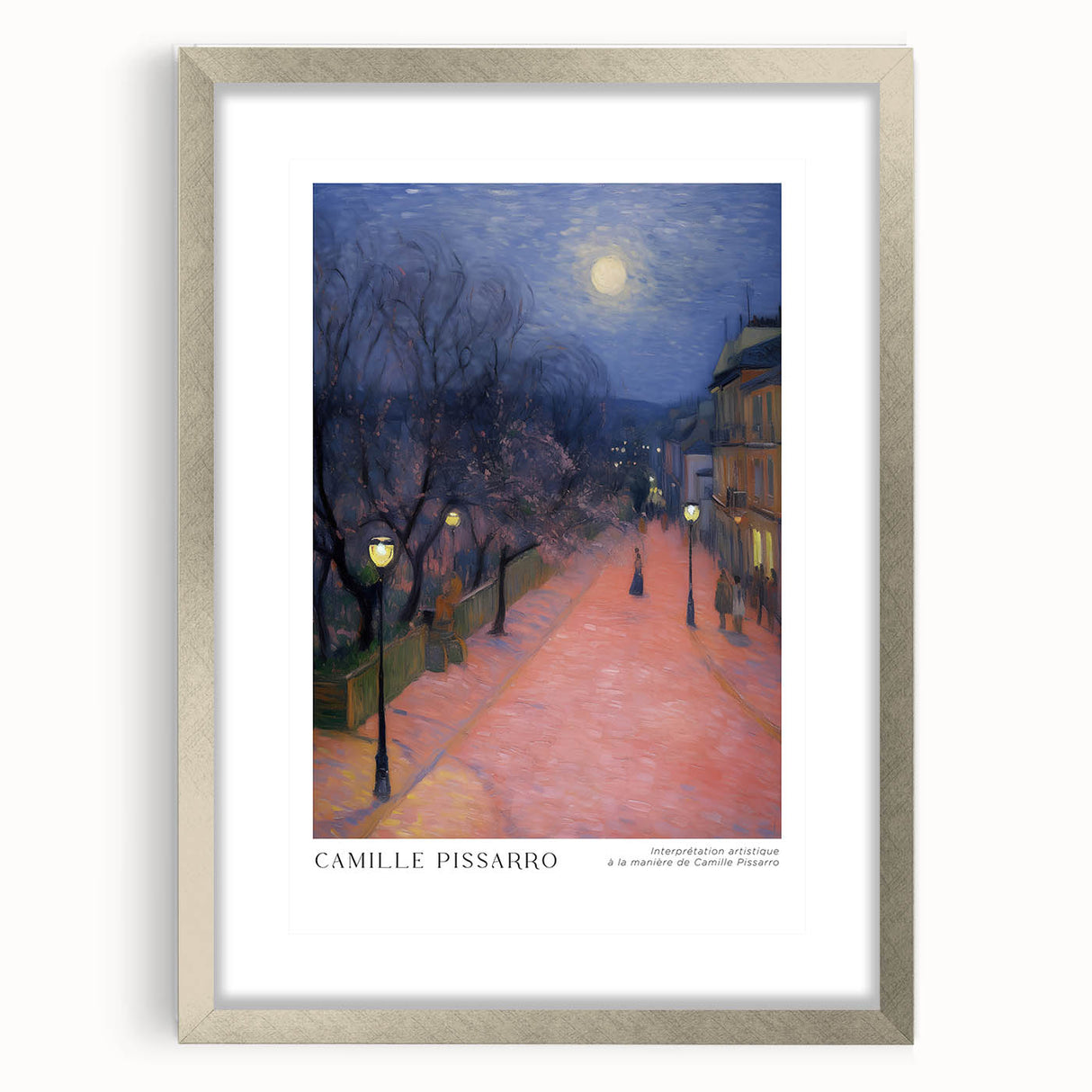 Textured abstract art print in cool blue and gray tones on a silver-framed canvas, suitable for enhancing bedroom decor.