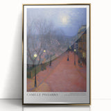 Large art print of a mid-century modernist scene in soft pastel hues on acrylic, ideal for nursery wall art.