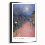 Black and white framed canvas depicting a vintage landscape scene, ideal for bedroom wall art.