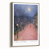 Framed canvas of a vintage landscape painting with muted earth tones, ideal for bedroom wall art.