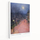 Side view of a Camille Pissarro-inspired large canvas depicting a rural landscape in muted green and blue tones.