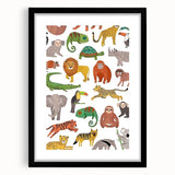 Kids Educational Wall Art - Wild Animals Learning Print