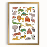 Kids Educational Wall Art - Wild Animals Learning Print