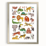 Kids Educational Wall Art - Wild Animals Learning Print
