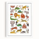 Kids Educational Wall Art - Wild Animals Learning Print