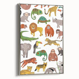 Kids Educational Wall Art - Wild Animals Learning Print