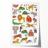 Kids Educational Wall Art - Wild Animals Learning Print