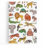 Kids Educational Wall Art - Wild Animals Learning Print