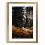 Extra large abstract art print with textured autumnal colors in a gold frame, ideal for living room decor.