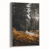Landscape art painting of fall season on framed canvas, featuring vibrant autumn colors, ideal for living room decor.