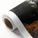 Art Deco poster featuring an autumnal tree in orange and brown hues on rolled canvas, ideal for nursery wall art.