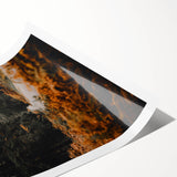 Extra large wall art featuring line art flowers in autumnal tones on a rolled print, suitable for large living room decor.