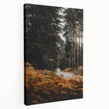 Autumn-themed landscape on stretched canvas, featuring muted orange and brown tones, ideal for kitchen wall art.