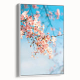 Vintage poster art of spring season in vibrant colors on extra large framed canvas, ideal for living room decor.