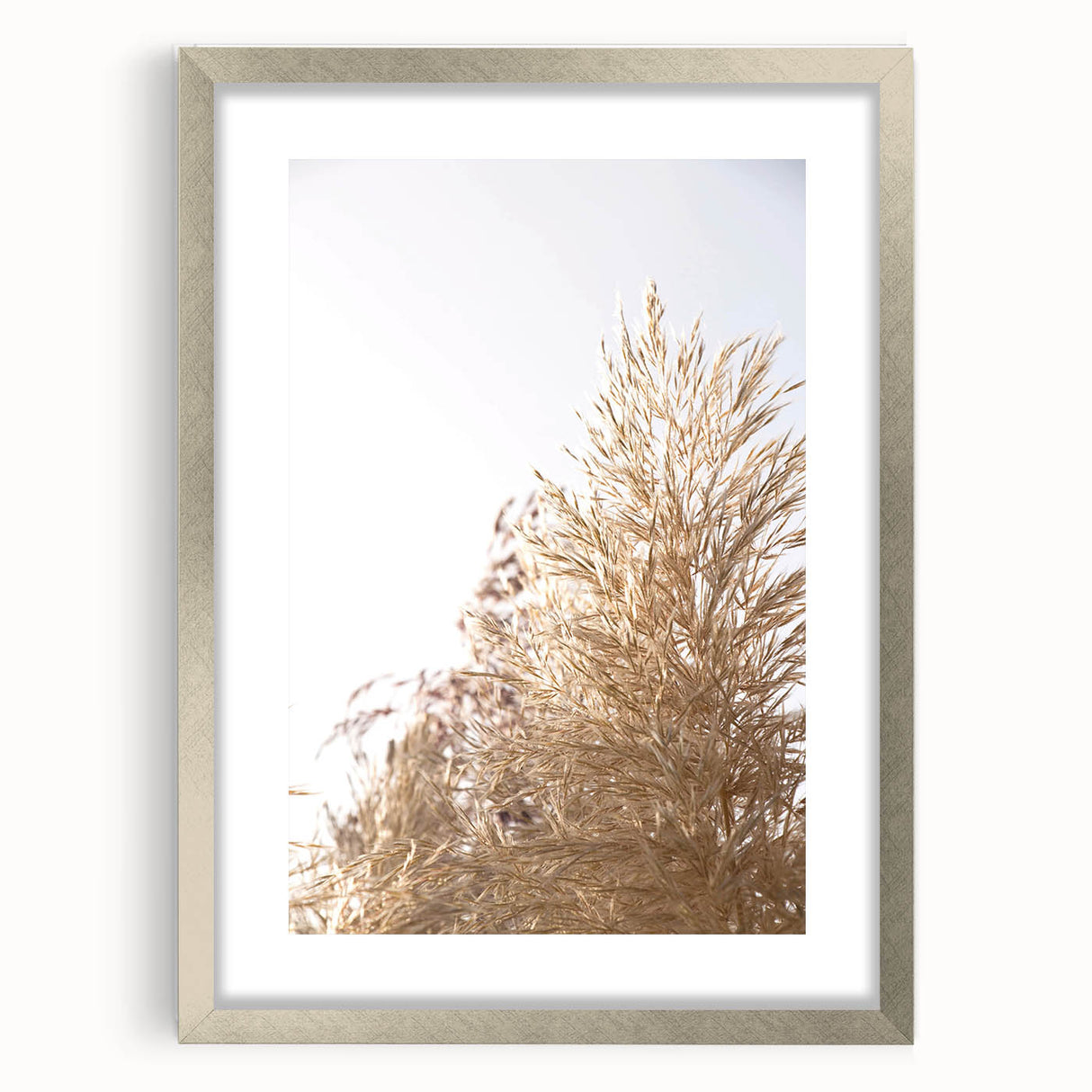 Textured art depicting abstract summer themes in vibrant orange and yellow on a silver-framed mat.