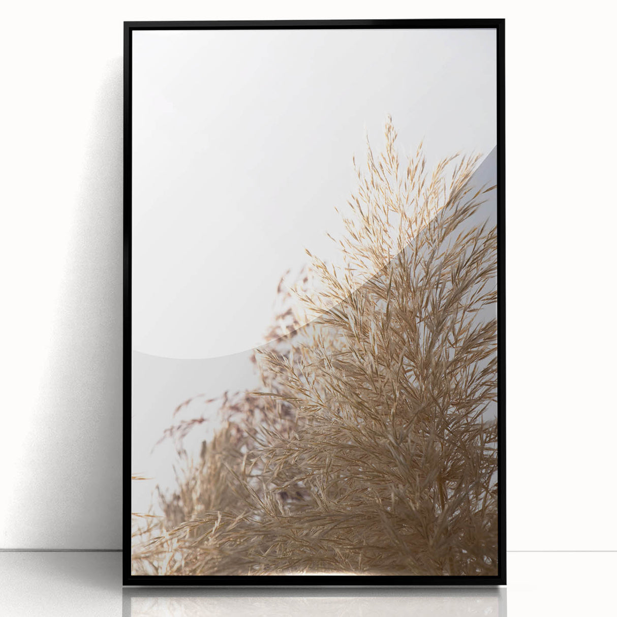 Large abstract wall art featuring a mid-century modernist design in vibrant yellow and orange tones on a black acrylic frame.