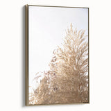 Framed canvas depicting a vintage summer landscape with gold accents, ideal for bedroom wall art.
